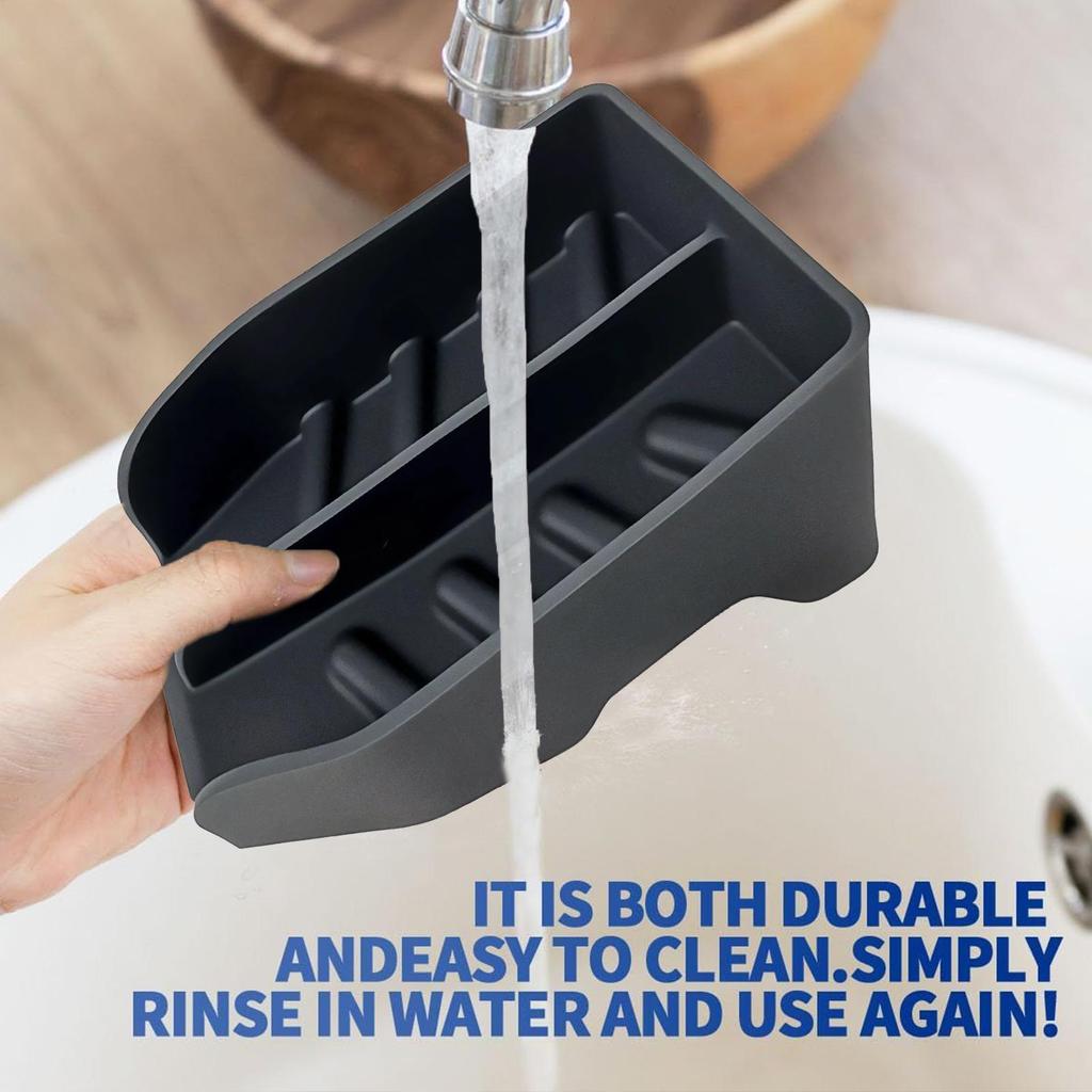 Dish Sponge Holder Silicone Smile Face Sponge Rack Silicone Sponge Drain With Drain Spout For Kitchen Home Counter Bathroom