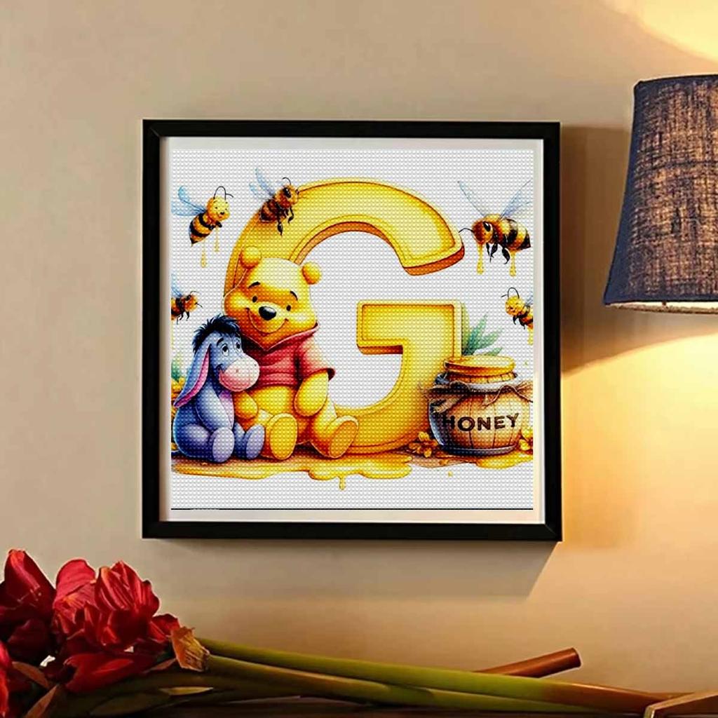 DIY Diamond Painting Round Diamond The Letters "G" In Vini and Eeyore Full Diamond Mosaic Home Decoration Painting Cross Stitch Kit