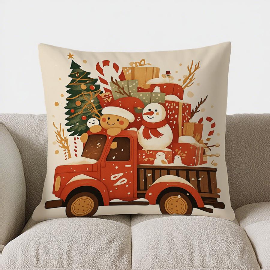 Home Decor Christmas Wreath Cushion With Sweet Treats Pattern Cushion Cover Suitable For Sofa Bedroom Car Pillow Cover