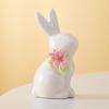 Påskkeramikkaninfigur Mini Blomma Kaninstaty Vår Påsk Hem Kontor Semesterfest Dekoration Prydnad