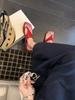 Sheepskin version~ Genuine leather casual sleeve toe flip-flops women's summer wear metal buckle flat bottom pinch slippers beach sandals