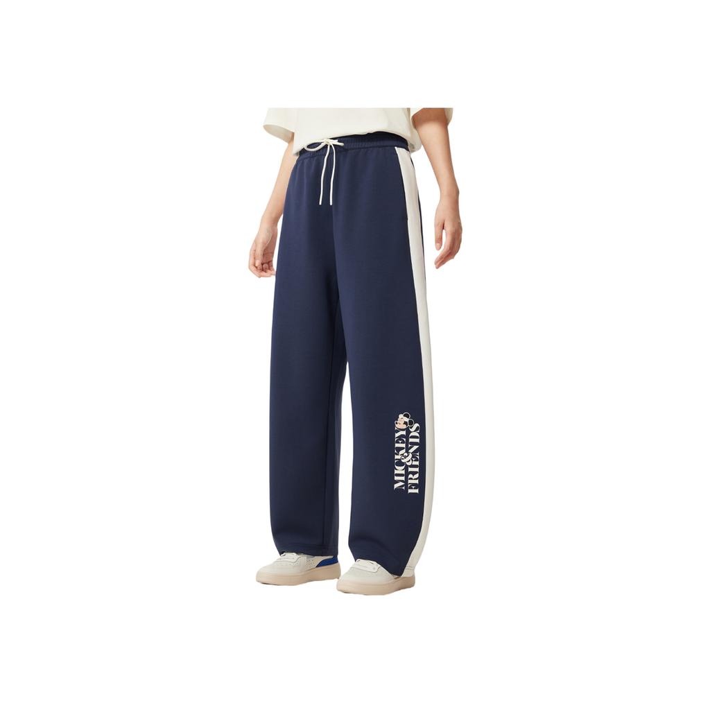 Li Ning X Disney Minnie Series Letter Color Block Mid Waist Drawstring Breathable Versatile Casual Pants Women Bottoms AKLV350-3