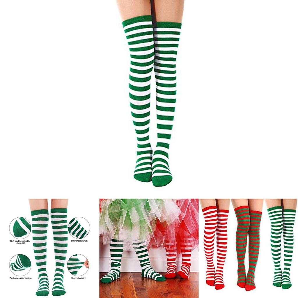 Soft Comfy Long Striped Knee Socks For Xmas Cosplay