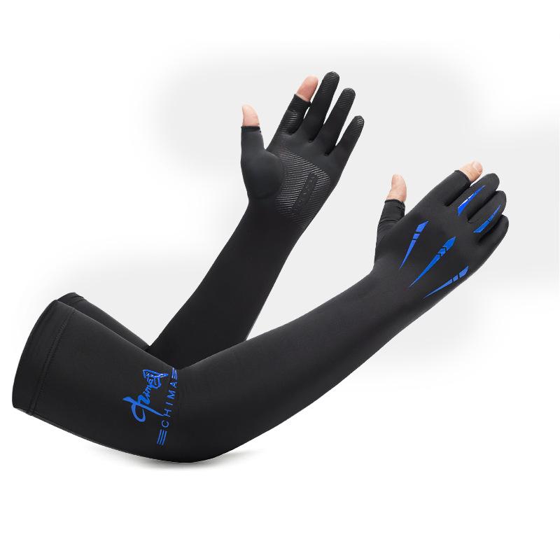 Ледяные рукава длинные перчатки летние тонкие рукава ледяные рукава удлиненные солнцезащитные ледяные рукава мужские для вождения и езды дизайн с пятью когтями One size синий