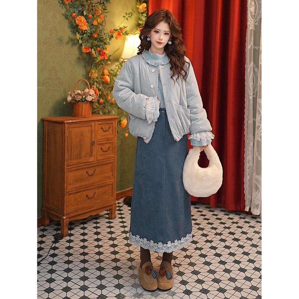 Pure Xi Lace Trim A-line High-Waisted Skirt – Women's Autumn/Winter Collection