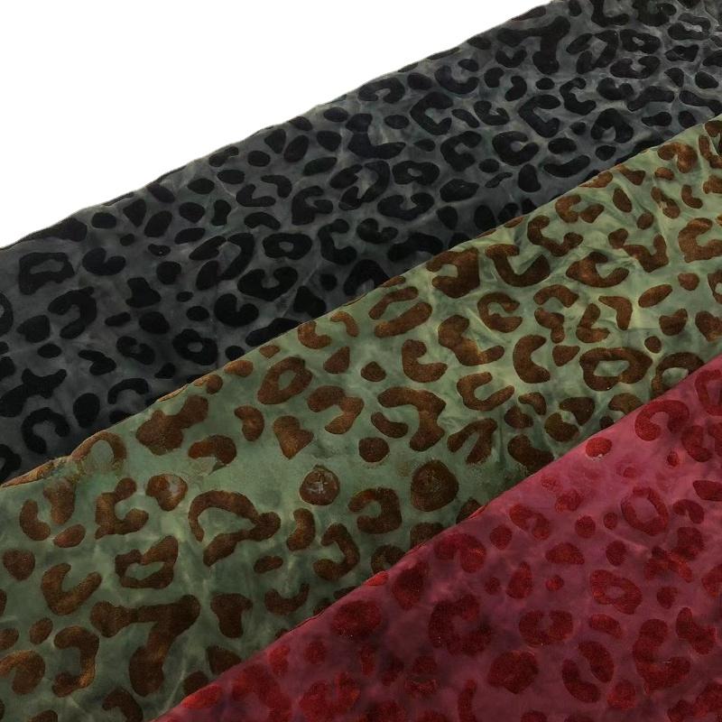 Leopardenmuster Elastisches Batik-Samtstoff Brokat Beflockter Afrikanischer Jacquardstoff für Cheongsam-Kleidernähen 160 cm Breite