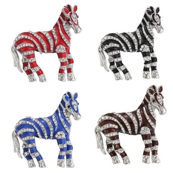 Brooch Pin Sparkling Rhinestones Inlaid Horse Design Brooch Retro Style Lapel Badge Fashion Accessories