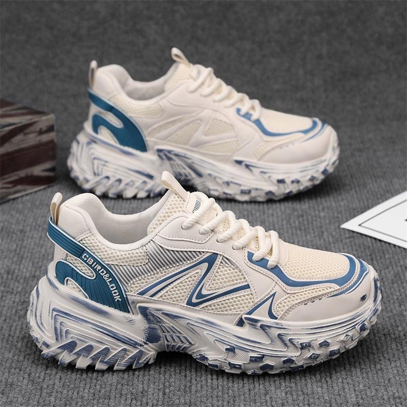 Herbst neue dicksohlige erhöhende Dad-Schuhe Mesh-Oberfläche atmungsaktiv und bequem modische Farbabstimmung personalisierte Reifensohle Sport Herrenschuhe