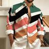 New Men's Color-Block Geometric 3D Printed Long-Sleeve Shirt, Stylish Men's Shirt, Outdoor Streetwear