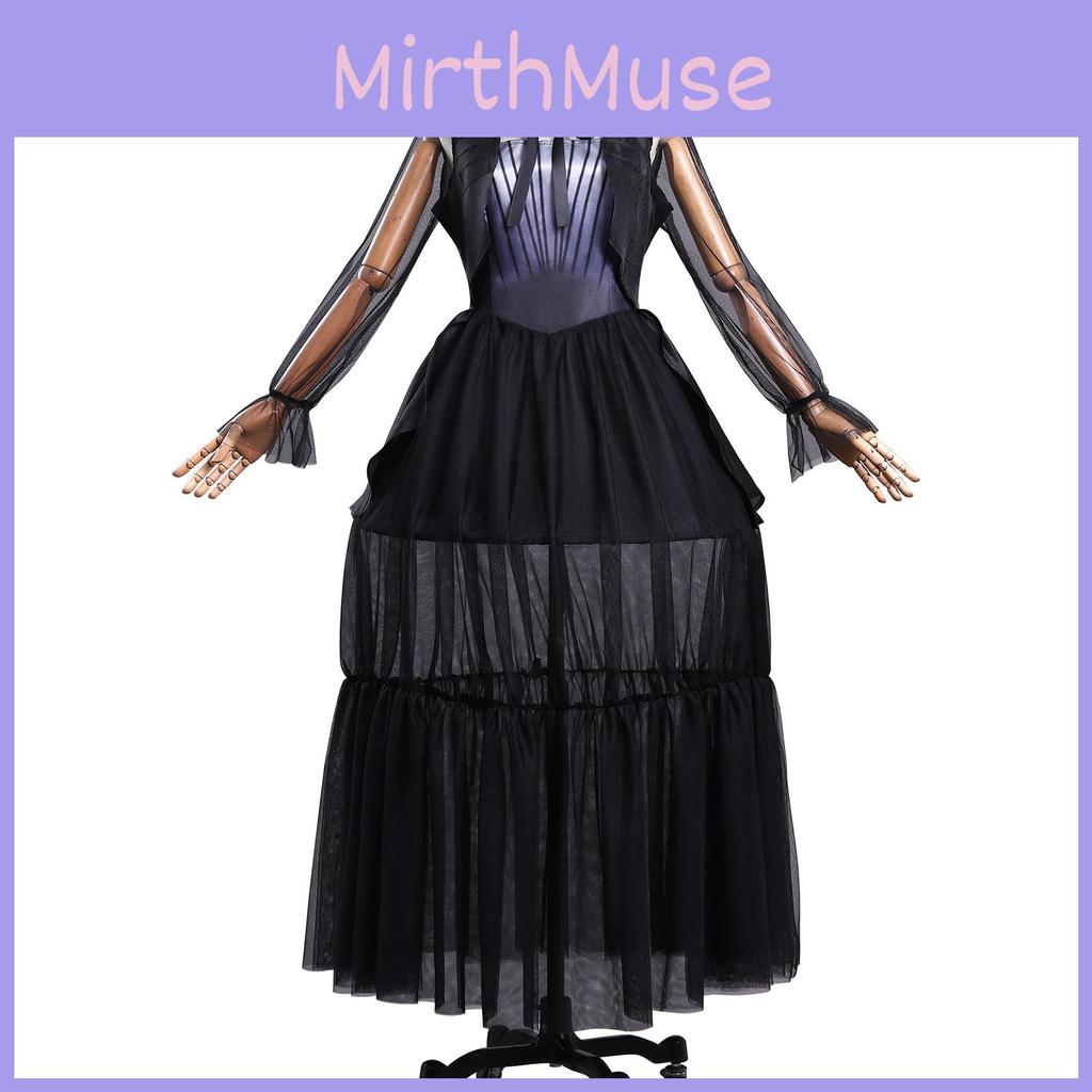 Wednesday Addams Cosplay Kleid Aus Polyesterstoff Für Veranstaltungen Und Mottopartys
