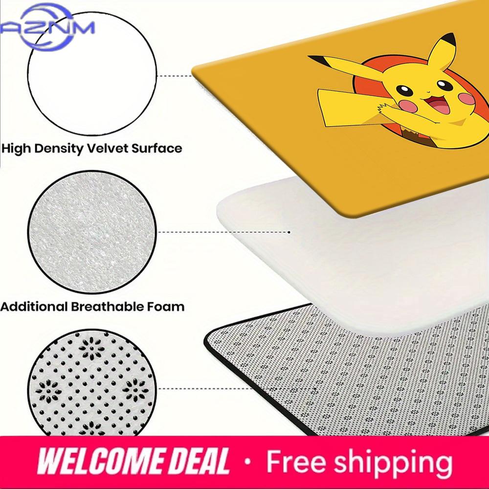 Happy Cute Pikachu Cartoon Print Soft Non-Slip Absorbent Indoor Home Bathroom Entryway Floor Doormat Rug Mat