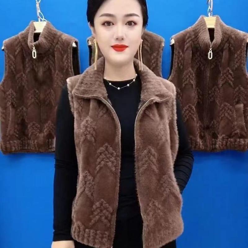 Imitation Mink Fleece Vest Jacket Autumn and Winter Loose Short Vest Top Women