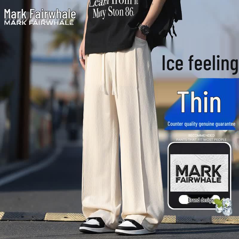 Mark Fairwhale Men s Summer Ice-Feel Striped Knit Trousers M