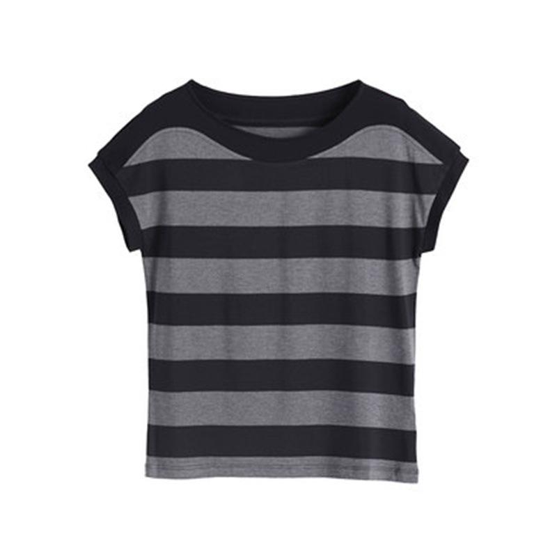 Striped loose short-sleeved t-shirt women's summer new large-size women's clothing 55.5kg mother's fat sister t-shirt women