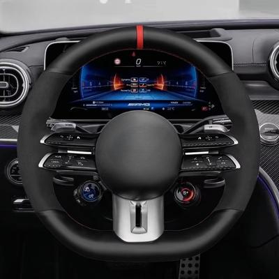 Housse de volant Cuir Daim Noir Pour Mercedes benz AMG GT A35 A45 A45S C43 CLS53 E53 E63 EQE 43 53 SL43 SL55 SL63
