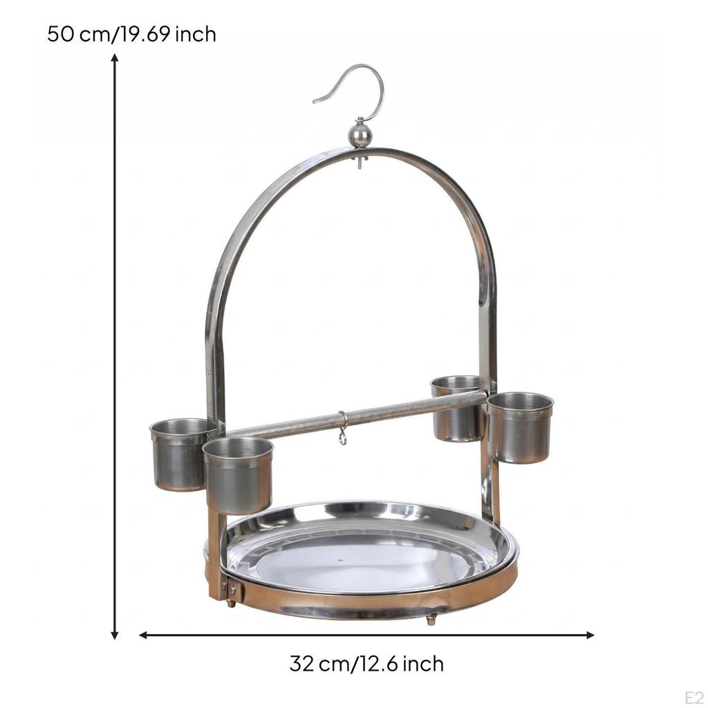 Bird Standing Rack Stainless Avian Perch Stand Round Base