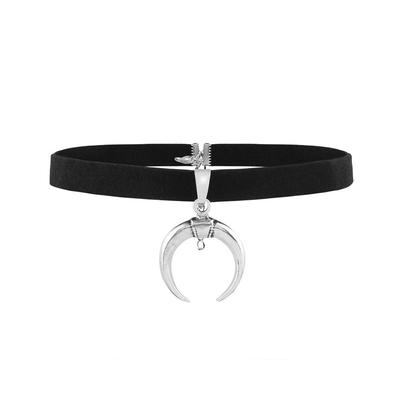 Emo Punk Gothic Choker Κολιέ Μαύρο Velvet Κορδέλα Chockers Moon Pendant Goth Κολιέ για Γυναικεία Γιακά
