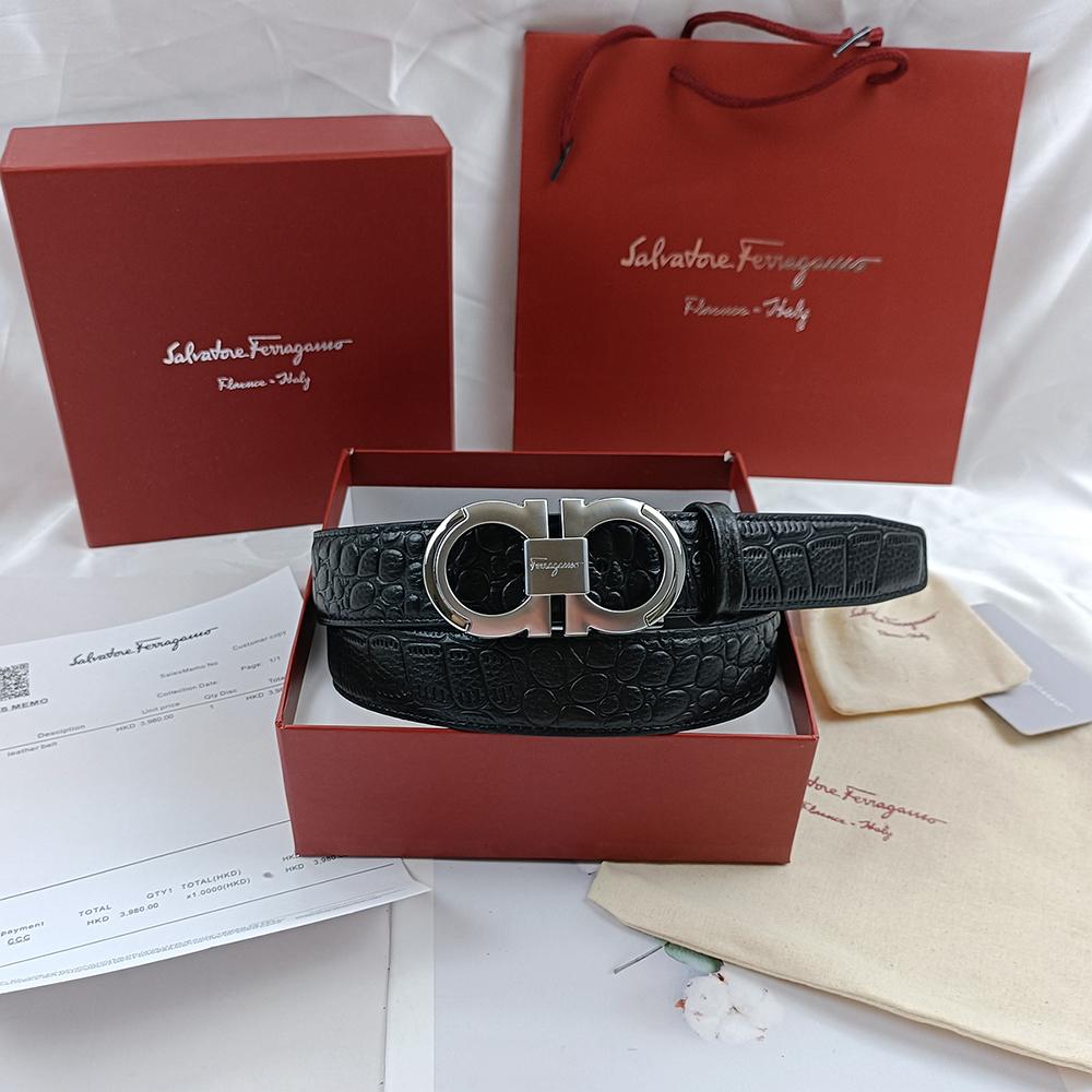 Salvatore Ferragamo 3,5cm Pánský pásek Luxusní značka Designový pásek Oblek Džíny Formální Značkový Dárková krabička