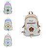 Student Backpack Trendy Nylon School Bag With Padded Shoulder Straps And Spliced Design For Campus Use