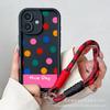 Color polka dot lanyard suitable for Apple 15 mobile phone case iphone12promax emery 1413 protective cover 16