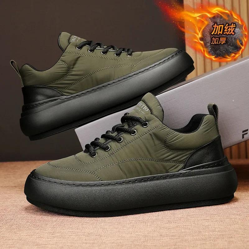 Fashion Fashion Waterproof Snow Cotton Shoes 2025 Winter New Soft Sole Vulcanized Warm Shoes with Plush Man Shoes Zapatillas Hombre