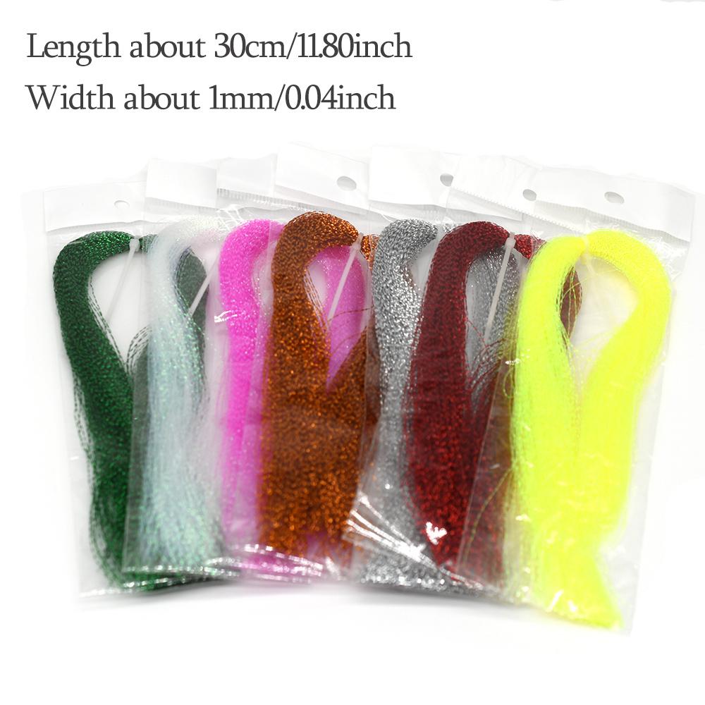 MNFT 5 Stück Flashabou Holografisches Tinsel Fliegenbinden Kristall-Flash-Faden Jighaken Köderherstellung Angelzubehör Rosa Rot Etc