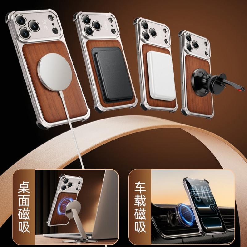 Oatsbasf Custodia in Legno per iPhone 17 Pro Max/17 Pro Magsafe Senza Bordi Ricarica Wireless Protezione Antiurto di Grado Militare
