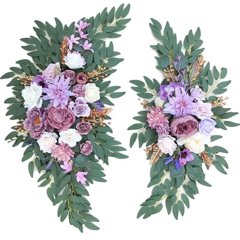 2 Piece Large Artificial Flower Arch Wedding Decor Floral Display Background Fake Plant Party Wall Ceremony Holiday Decoration