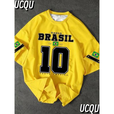 Sydamerika Brasilien Tryck Grafisk T-shirt Kortärmad Sport herr T-shirt Unisex Vardaglig Daglig användning Sommar Herr Racing T-shirt