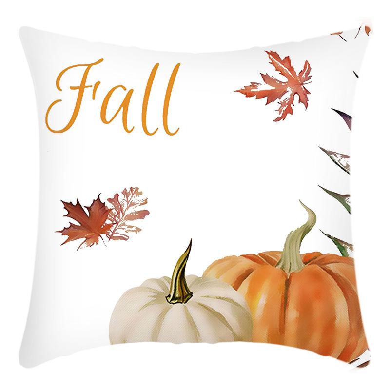 New Thanksgiving Series Pillow Cover English Letter Pumpkin Print Cushion Home Sofa Cushion Cover