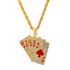 Punk Rhinestone Playing Card Pendant Necklace, Unisex Fashion Jewelry