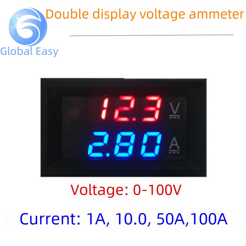 

DC 0-100V/10A-100A LED Dual Display Digital Current and Voltage Meter 10A Red-Red