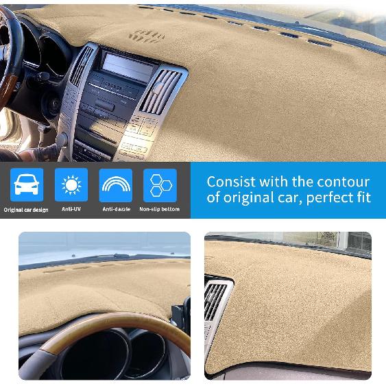 Dash Cover  Fit For 2004-2006 Lexus RX330,2007-2009 RX350, 2006-2008 RX400H,Dashboard Cover Mat Pad With Center Speaker Holes(Beige)