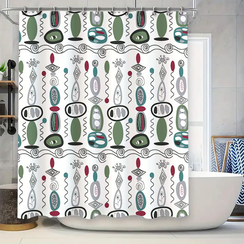 

Modern Style Bathroom Shower Curtain Fabric Waterproof Decoration Home Decorative Accessories Green Red Blue White Colorful Geom W60H190(CM)-1 Pcs