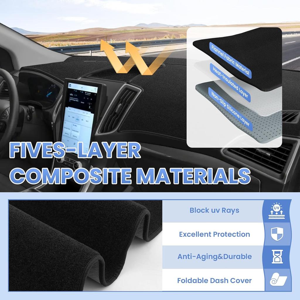 Dash Cover For 2015-2025 Ford Edge Dashboard Cover Mat For Edge Accessories Sunshade Nonslip Mesh Protector No Glare