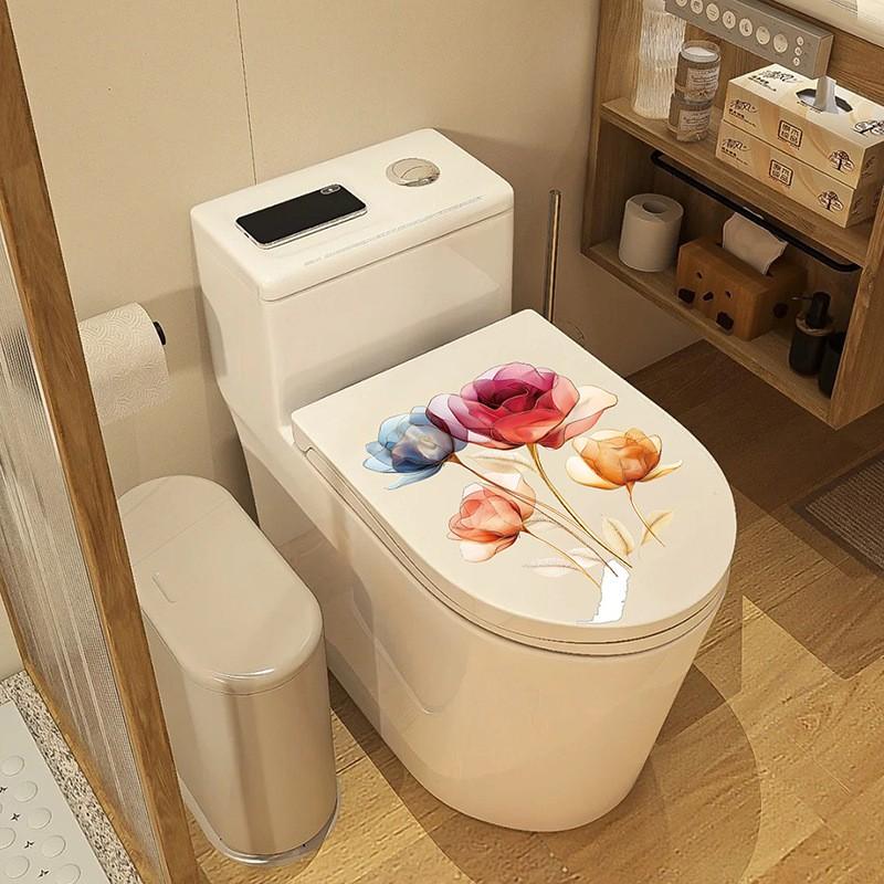 Colored Flower Wall Stickers Bedroom Living Room Corridor Entrance Background Floral Wall Stickers Bathroom Cabinet Ceramic Tile Decoration Decal