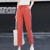 Damen Sommer Lose Dünne Abschnitt Freizeit Baumwolle Leinen Haremshose Einfarbig Mittlere Taille Neun Rettich Hose