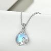 Huitan Aesthetic Flower Pear Simulated Opal Stone Pendant Necklace for Women Unique Wedding Accessories Newly Designed Zircon