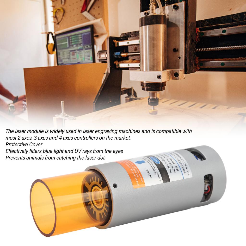 Laser Module 5.5W Compressed Spot Fast High Accuracy Fixed Focus Laser Cutter Module for 2108 3020 4540 CNC Engraver 12V