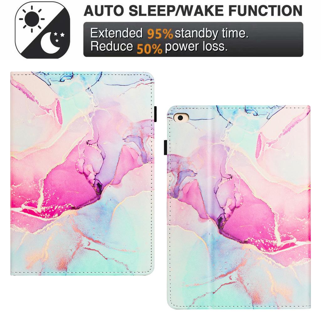 For iPad Mini/mini 2/mini 3/mini 4/mini (2019) 7.9 Inch Case Marble Leather Cover with Pencil Holder,Auto Wake/Sleep
