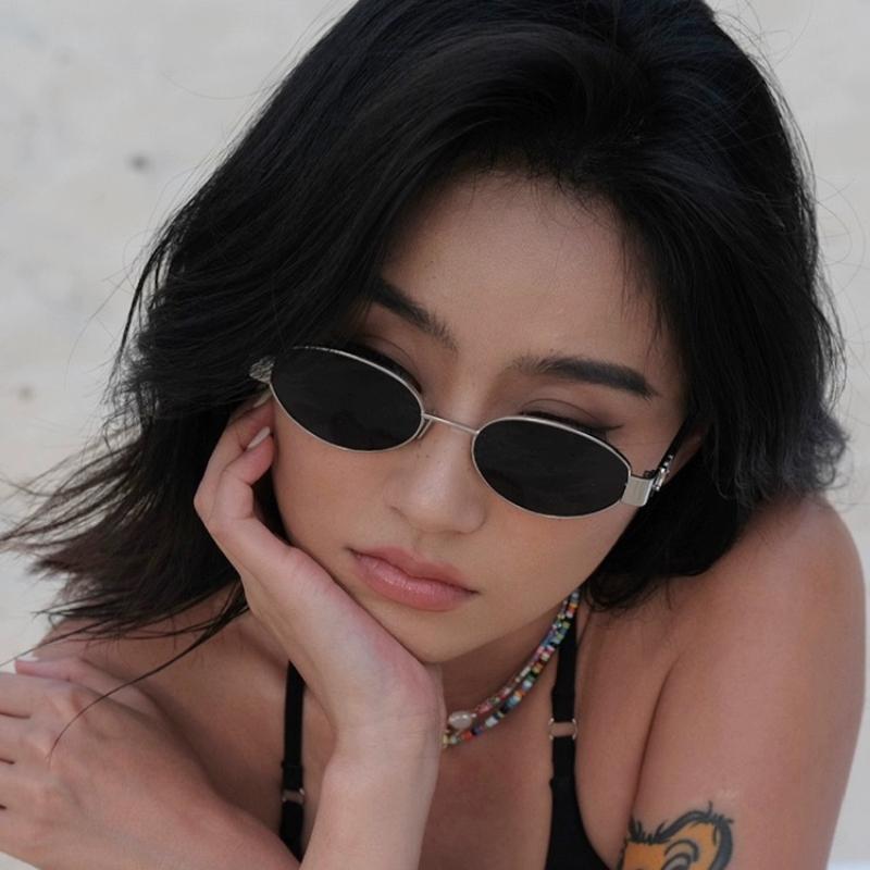 

Солнцезащитные очки «кошачий глаз» в стиле ретро в стиле стимпанк, новые винтажные солнцезащитные очки в металлической оправе в овальной оправе для женщин, классические солнцезащитные очки UV400