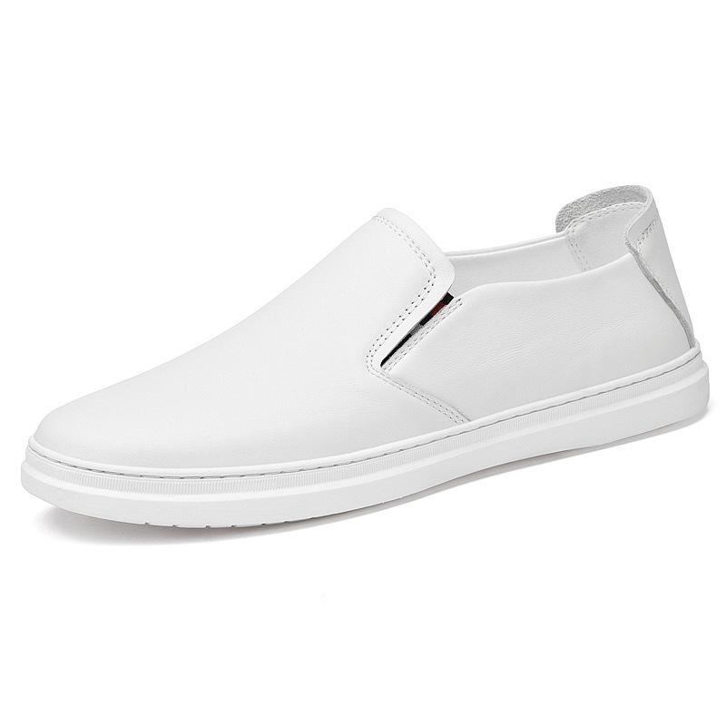 Men s Summer Round Toe Cowhide Slip-on Casual Shoes 40