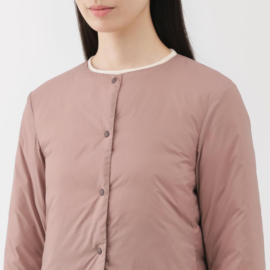 MUJI Leichte Daunenjacke für Damen, faltbar, ohne Kragen, BD10GA5A, Hellbeige, Damengröße XL