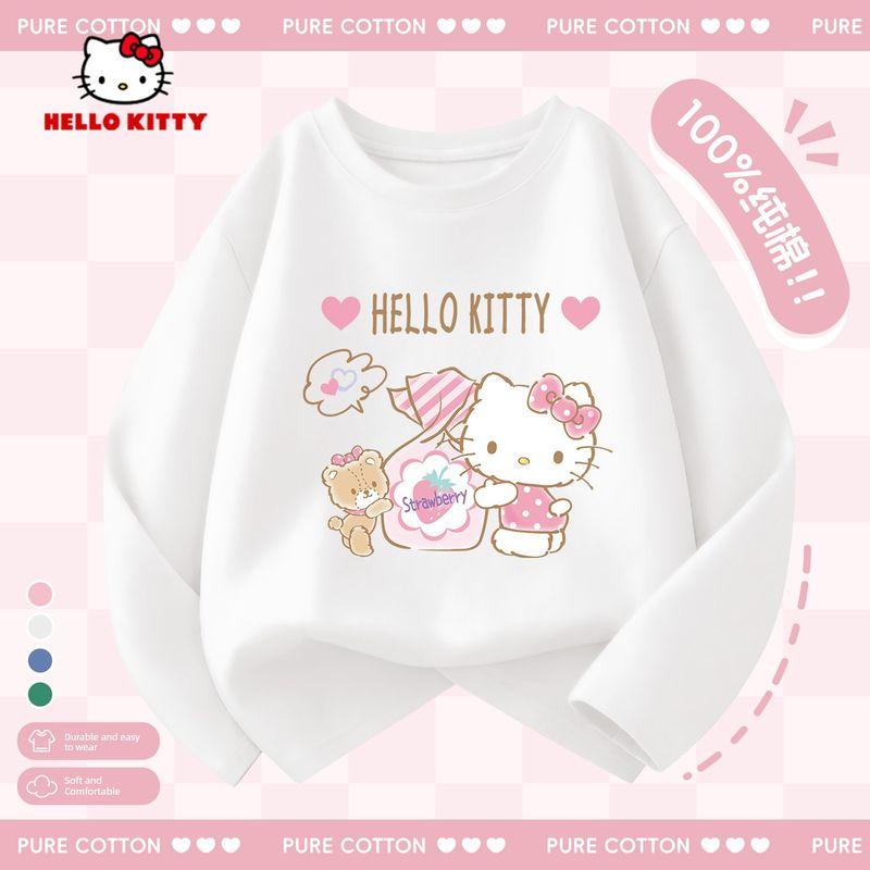 Hello Kitty Girls' Long-Sleeved T-Shirt 2026 New Kidsren's Spring Top Pink Spring Clothing Girls' Bottoming Shirt