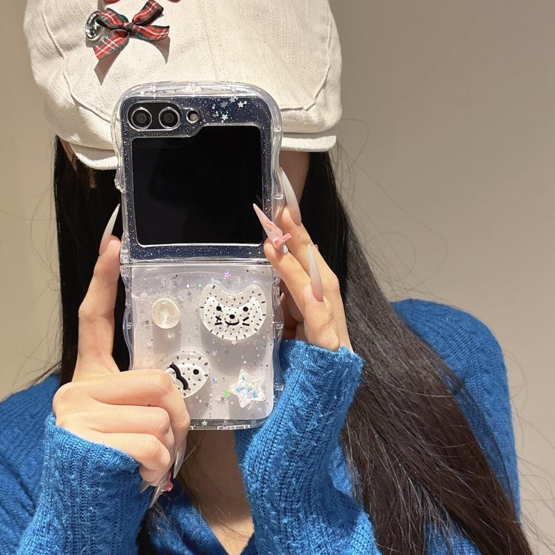 Three Dimensional Folding Mobile Phone Case Suitable for Samsung Z Flip6 Case Z Flip5 Transparent Protective Case Flip4 Shell