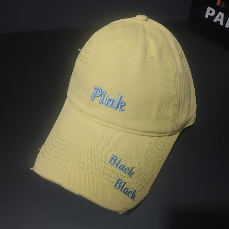 American Soft Top Ripped Letter Baseball Cap Men's and Women's Trendy Brand Cap Showing Face Small Embroidery Hat