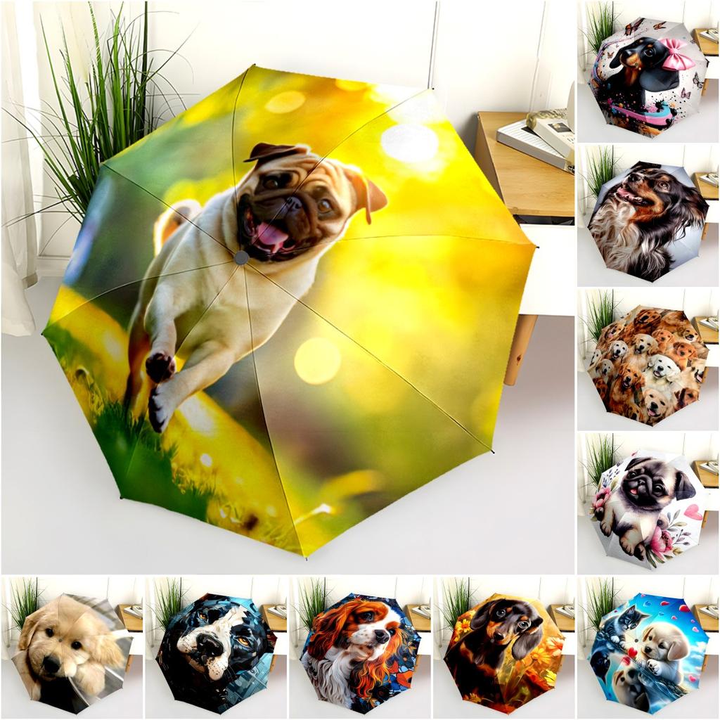 1PC cute dog pet puppy Umbrella Portable Folding Umbrella Iron Frame Hole Bone Structure Outdoor Home Umbrella A14