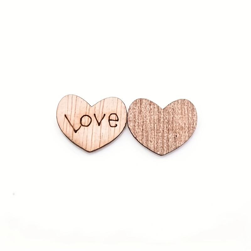 100pc Wooden Love Ornaments Wood Grain Love Large Peach Heart Wooden Buttons Perfectly Suitable for DIY Handicrafts