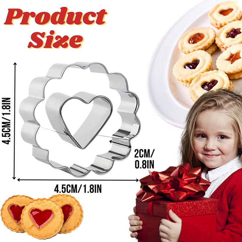 Small Christmas Cookie Cutters 9X Stainless Steel Round Cookie Cutter Holiday Favor Decorative Heart Star Gingerbread Man Baking