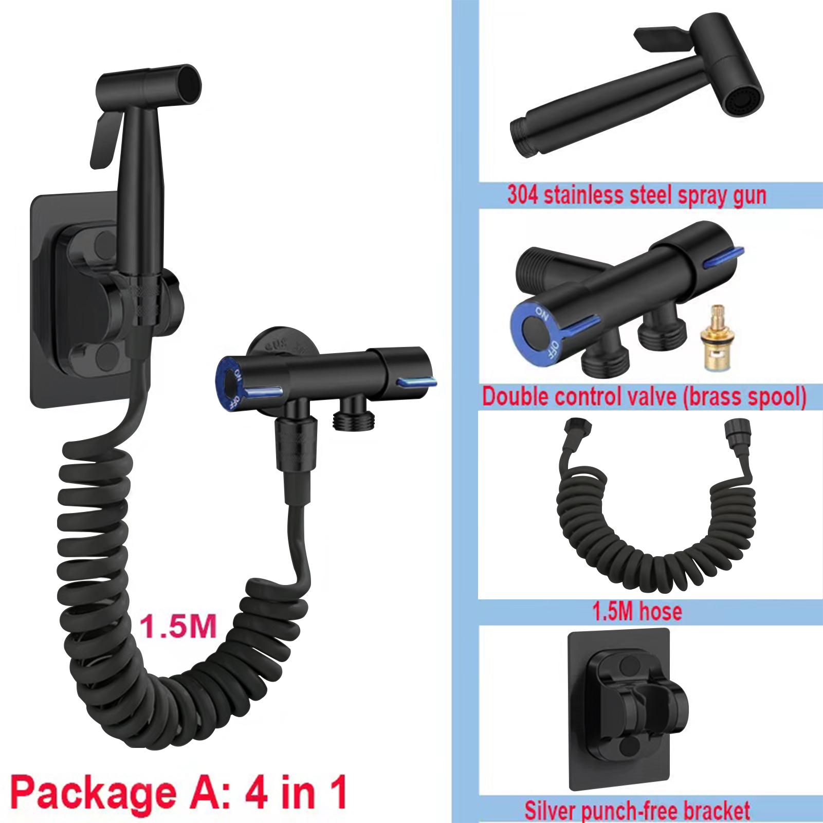 

Handheld Bidet Douche Shower Spray for Toilet Stainless Steel Bidet Sprayer Kit Bathroom Cloth Diaper Washer Shower Nozzle Self чёрный